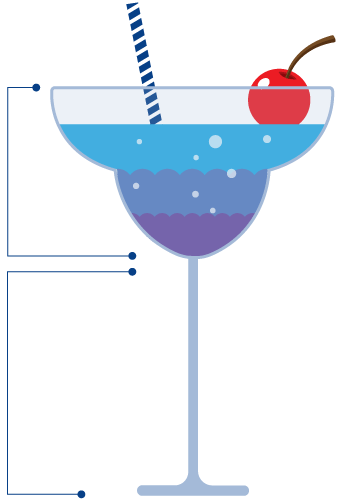 Infographic axplanation trough a cocktail illustration