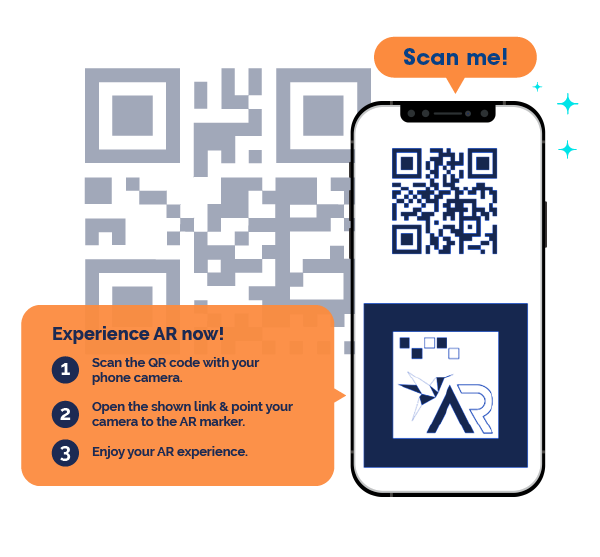 mobile phone scanning Qr code for AR experience